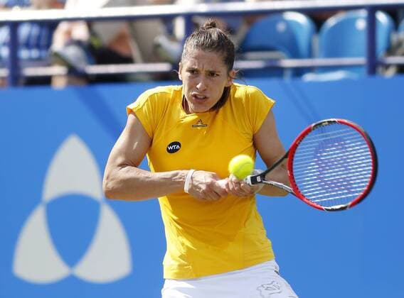 25.06.2015 Eastbourne, England. Aegon International Tennis championships Eastbourne. Andrea Petkovic (GER) during her quarter finals match against Caroline Wozniacki (DEN) xHongboxChenx  ActionPlus11634980