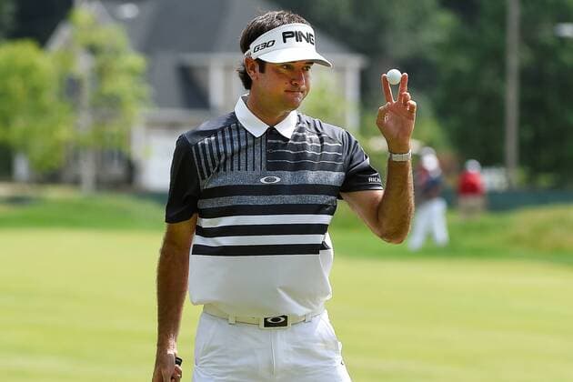 June 25, 2015 - Cromwell, Connecticut , U.S. - Bubba Watson salutes the spectators on the 7th green during the first round of the PGA Golf Herren Travelers Championship tournament held at TPC River Highland in Cromwell Connecticut. Eric Canha CSM PGA 2015: Travelers Championship JUN 25 - ZUMAc04_