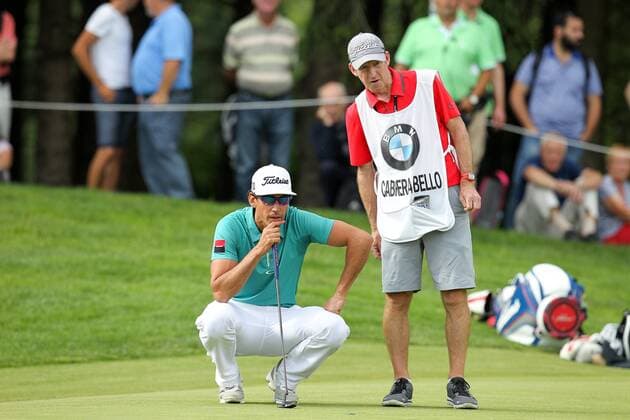 Moosinning Rafa Cabrera-Bello (ESP) mit seinem Caddie , BMW International Open 2015, Tag 1, Golf, 25.06.2015 , Copyright: Kolbert Eibner-Pressefoto EP_CKT