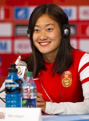 OTTAWA, June 25, 2015 -- Wu Haiyan, captain of China attends the press conference PK Pressekonferenz in Ottawa, Canada, June 25, 2015. China will play the United States in the quarterfinal match of 2015 FIFA Women s world cup here on June 26. ) (SP)CANADA-OTTAWA-FIFA-WOMEN S WORLD CUP-QUARTERFINALS-PRESS CONFERENCE-CHINA ZouxZheng 