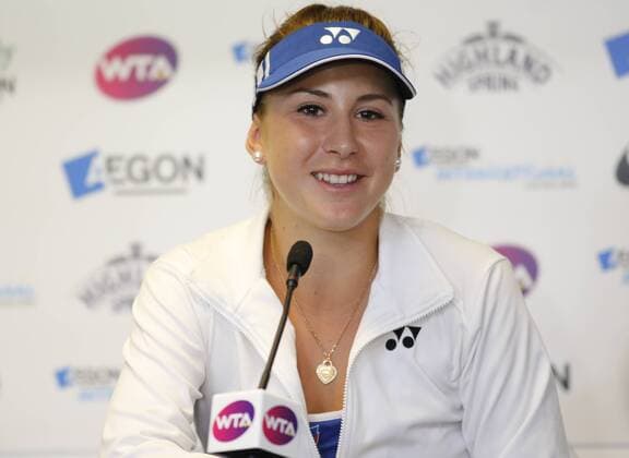 Aktuell Tennis, WTA Turnier in Eastbourne 26.06.2015 Eastbourne, England. Aegon International Eastbourne Belinda Bencic (SUI) at press conference PK Pressekonferenz after reached the Women& x2019;s single Final at Devonshire park. xHongboxChenx  ActionPlus11635261