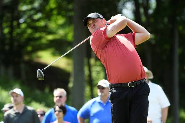 Aktuell Golf, PGA Tour, Travelers Championship in Cromwell June 26, 2015 - Cromwell, Connecticut , U.S. - Jason Kokrak tees off from the 18th tee box during the second round of the PGA Golf Herren Travelers Championship tournament held at TPC River Highland in Cromwell Connecticut. Eric Canha CSM PGA 2015: Travelers Championship JUN 26 - ZUMAc04_
