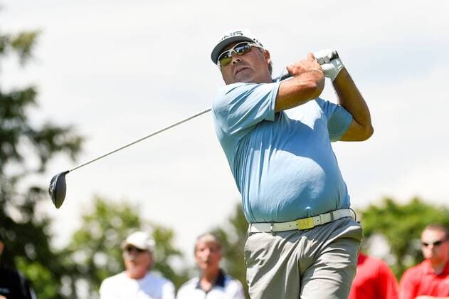 June 26, 2015 - Cromwell, Connecticut , U.S. - Angel Cabrera watches the flight of his ball down the 6th fairway during the second round of the PGA Golf Herren Travelers Championship tournament held at TPC River Highland in Cromwell Connecticut. Eric Canha CSM PGA 2015: Travelers Championship JUN 26 - ZUMAc04_