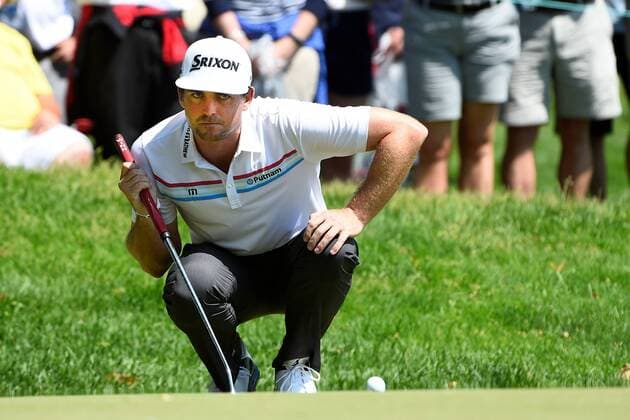 June 26, 2015 - Cromwell, Connecticut , U.S. - Keegan Bradley studies his putt on the 7th green during the second round of the PGA Golf Herren Travelers Championship tournament held at TPC River Highland in Cromwell Connecticut. Eric Canha CSM PGA 2015: Travelers Championship JUN 26 - ZUMAc04_