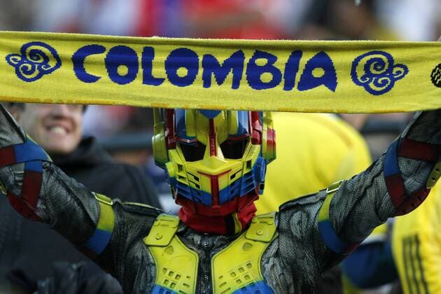 Football , Argentina v Colombia. Copa America Championship 2015 . Colombia s fans cheer their team prior to the 2015 Copa America football championship quarterfinal match against Argentina at the Sausalito stadium in Vina del Mar, Chile. 26 06 2015 AndresxPina Photosport Argentina v Colombia, Copa America 2015. 