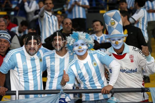Football , Argentina v Colombia. Copa America Championship 2015 . Argentina s fans cheer their team prior to the 2015 Copa America football championship quarterfinal match against Colombia at the Sausalito stadium in Vina del Mar, Chile. 26 06 2015 AndresxPina Photosport Argentina v Colombia, Copa America 2015. 