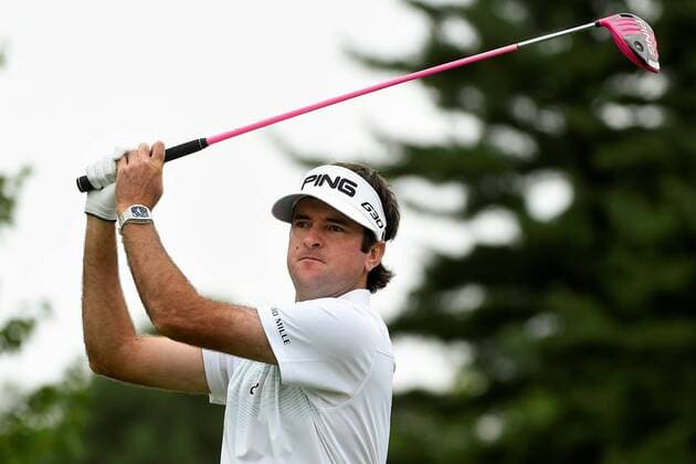 Aktuell Golf, PGA Tour, Travelers Championship in Cromwell June 27, 2015 - Cromwell, Connecticut , U.S. - Bubba Watson watches the flight of his ball down the 2nd fairway during the third round of the PGA Golf Herren Travelers Championship tournament held at TPC River Highland in Cromwell Connecticut. Eric Canha CSM PGA 2015: Travelers Championship JUN 27 - ZUMAc04_