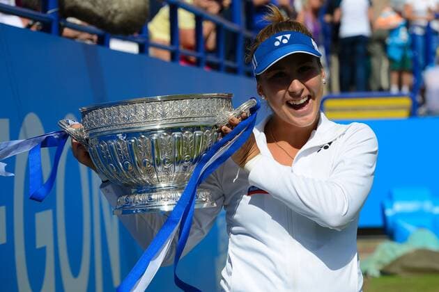 June 27, 2015 - Eastbourne, England - BELINDA BENCIC of Switzerland holds the trophy after winning the Aegon International Tennis Tournament. The win is her first title. WTA Tennis Damen 2015 - Bencic Wins Aegon International - ZUMAl132