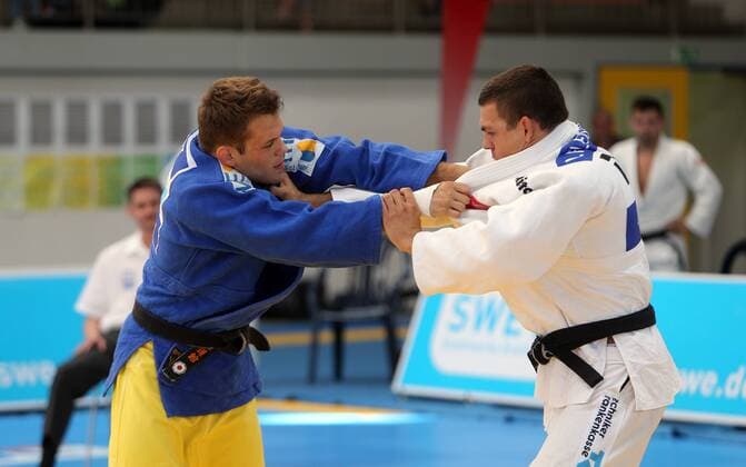 KSV Esslingen Deutschland, Esslingen, 27.06.2015, Judo, Bundesliga, KSV Esslingen - JC Leipzig: v.l. Niklas Ebert (KSV Esslingen), Norbert Fleischer (JC Leipzig).