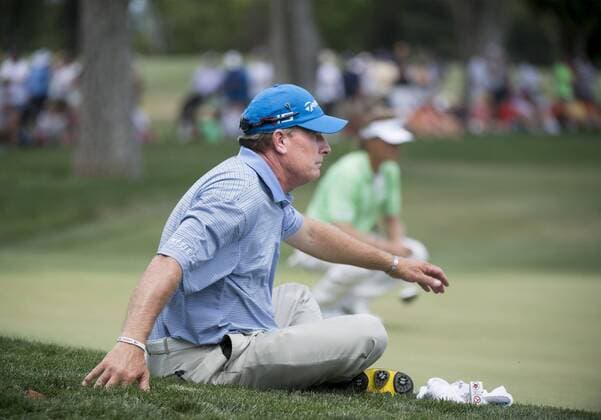 June 27, 2015 - Sacramento, CA, USA - Woody Austin stretches on the seventeenth hole during round three of the 36th U.S. Senior Open Championships at the Del Paso Country Club Saturday on June 27, 2015 in Sacramento, Calif. Golf 2015 - U.S. Senior Open - ZUMAs76_