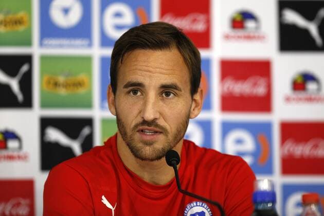 Football, Chile s press media. Chile s player Jose Pedro Fuenzalida talks during a press media on Copa America 2015 at the Juan Pinto Duran training center in Santiago, Chile. 27 06 2015 Paul Plaza Photosport .27 06 15 