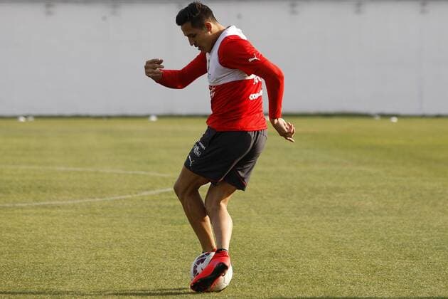 Football, Chilean national team Nationalteam training session. Alexis Sanchez during the morning training session at the Juan Pinto Duran training center in Santiago, Chile. 27 06 2015 Paul Plaza Photosport Entrenamiento de la seleccion chilena. 27 06 15 