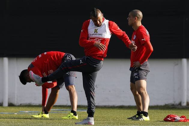 Football, Chilean national team Nationalteam training session. Arturo Vidal during the morning training session at the Juan Pinto Duran training center in Santiago, Chile. 27 06 2015 Paul Plaza Photosport Entrenamiento de la seleccion chilena. 27 06 15 