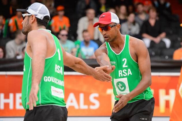 28.06.2015, Den Haag, Hofvijver Stadion World Championships Weltmeisterschaft 2015, Vorrunde Grant Goldschmidt ( 1 RSA), Leo Williams ( 2 RSA)