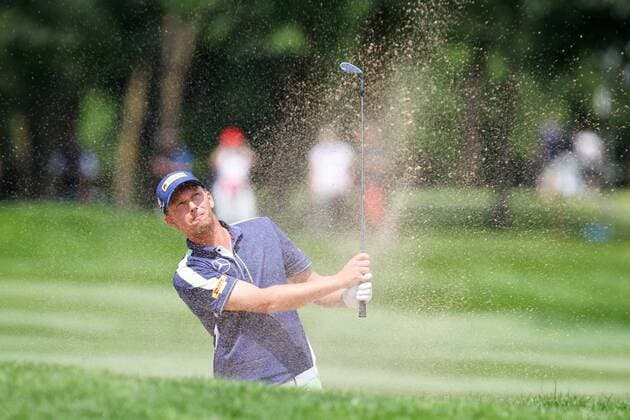 Moosinning Marcel Siem (GER) schlaegt aus dem Bunker, Sand , BMW International Open 2015, Tag 3, Golf, 27.06.2015 , Copyright: Kolbert Eibner-Pressefoto EP_CKT