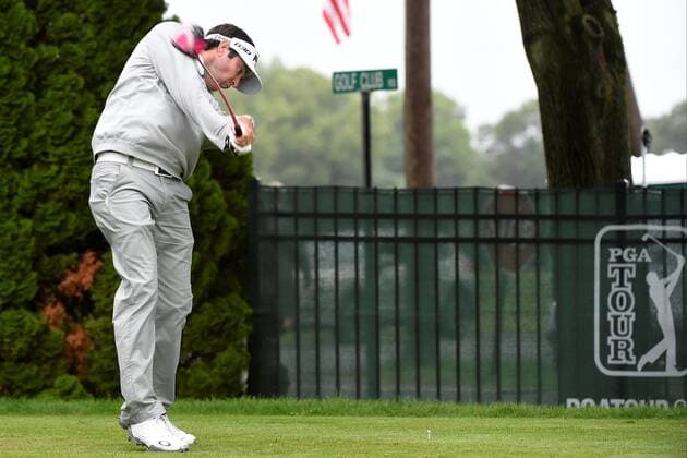 June 28, 2015 - Cromwell, Connecticut , U.S. - Bubba Watson drives from the 9th tee during the championship round of the PGA Golf Herren Travelers Championship tournament held at TPC River Highland in Cromwell Connecticut. Eric Canha CSM PGA 2015: Travelers Championship JUN 28 - ZUMAc04_