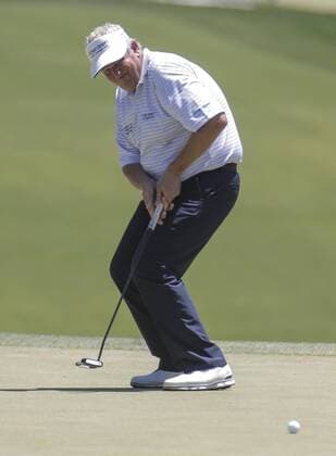 JUN 28, 2015 Sacramento, CA : Colin Montgomerie reaction after just missing a shot on the 14th hole 3 par during U.S Senior Open Championship at Del Paso Country Club Sacramento, CA Thurman James CSM USGA Senior Golf 2015: U.S. Senior Open Championship Final Round JUN 28 - ZUMAc04_