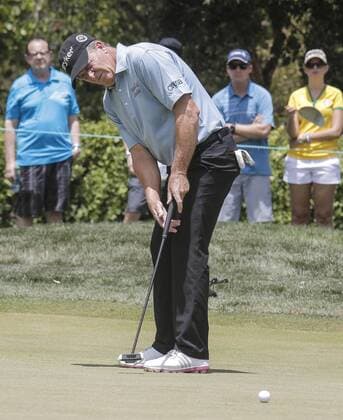 JUN 28, 2015 Sacramento, CA : Fred Funk hit a chip shot at the13th hole during U.S Senior Open Championship at Del Paso Country Club Sacramento, CA Thurman James CSM USGA Senior Golf 2015: U.S. Senior Open Championship Final Round JUN 28 - ZUMAc04_