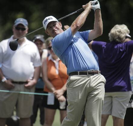 JUN 28, 2015 Sacramento, CA : Jeff Maggert tee off at the 7th hole long fairway at par 4 440 yards during U.S Senior Open Championship at Del Paso Country Club Sacramento, CA Thurman James CSM USGA Senior Golf 2015: U.S. Senior Open Championship Final Round JUN 28 - ZUMAc04_