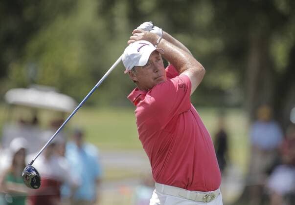 JUN 28, 2015 Sacramento, CA : Barry Lane hit a long shot off the fairway 8th hole 4 par during U.S Senior Open Championship at Del Paso Country Club Sacramento, CA Thurman James CSM USGA Senior Golf 2015: U.S. Senior Open Championship Final Round JUN 28 - ZUMAc04_