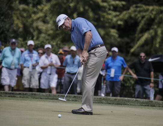 JUN 28, 2015 Sacramento, CA : Jeff Maggert make a great shot on the11th hole during U.S Senior Open Championship at Del Paso Country Club Sacramento, CA Thurman James CSM USGA Senior Golf 2015: U.S. Senior Open Championship Final Round JUN 28 - ZUMAc04_