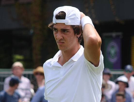 Tennis - 2015 Wimbledon Championships - Week One, Monday Men s Singles, First Round Leonardo Mayer (ARG) vs. Thanasi Kokkinakis (AUS) Thanasi Kokkinakis on Court 16. COLORSPORT ANDREW COWIE 