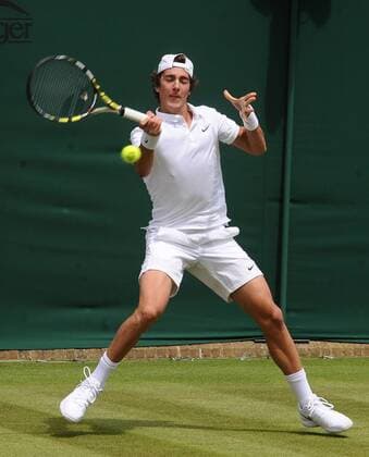 Tennis - 2015 Wimbledon Championships - Week One, Monday Men s Singles, First Round Leonardo Mayer (ARG) vs. Thanasi Kokkinakis (AUS) Thanasi Kokkinakis on Court 16. COLORSPORT ANDREW COWIE 