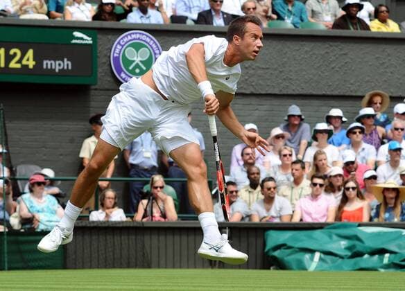Tennis - 2015 Wimbledon Championships - Week One, Monday Men s Singles, First Round Novak Djokovic (SRB) vs. Philipp Kohlschreiber (GER) Philipp Kohlschreiber on Centre Court COLORSPORT ANDREW COWIE 