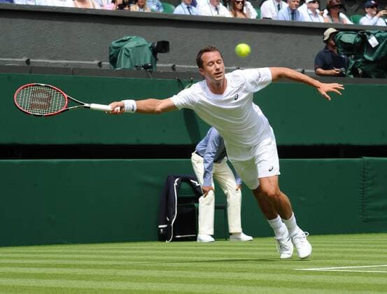 Tennis - 2015 Wimbledon Championships - Week One, Monday Men s Singles, First Round Novak Djokovic (SRB) vs. Philipp Kohlschreiber (GER) Philipp Kohlschreiber on Centre Court COLORSPORT ANDREW COWIE 