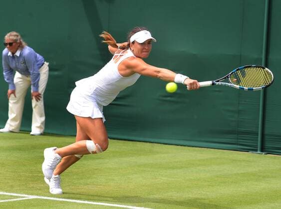 Tennis - 2015 Wimbledon Championships - Week One, Monday Women s Singles, First Round Vitalia Diatchenko (RUS) vs. Anna Lena Friedsam (GER) Anna Lena Friedsam on Court 6. COLORSPORT ANDREW COWIE 