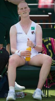 - LONDON, UNITED KINGDOM: Belgian Alison Van Uytvanck looks dejected at the end of the first round match between Belgian Alison Van Uytvanck and US Bethanie Mattek-Sands at the 2015 Wimbledon grand slam tennis tournament at the All England Tennis Club, in southwest London, Britain, Monday 29 June 2015. BENOITxDOPPAGNE  x04653764x