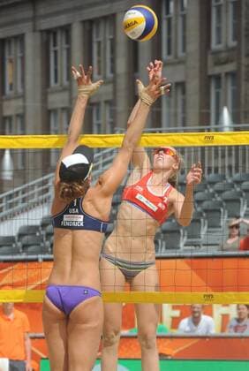 World Championships Beach volleyball Beachvolleyball 2015 The Netherlands World Championships Beach Volleyball 2015 The Netherlands 29th June 2015 On a sundrenched Dam Square the group stages of the World Championships Beach volleyball take place. Lauren Fendrick and Brooke Sweat (USA) take on Ekaterina Birlova and Evgenia Ukolova (pictured) (RUS) 