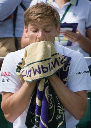 - LONDON, UNITED KINGDOM: Belgian David Goffin reacts during the first round match between Argentina s Horacio Zeballos and Belgian David Goffin at the 2015 Wimbledon grand slam tennis tournament at the All England Tennis Club, in southwest London, Britain, Monday 29 June 2015. Goffin won 6-7, 6-1, 6-1. BENOITxDOPPAGNE  x04653832x