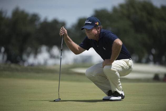 June 28, 2015 - Sacramento, California, USA - Tom Watson lines up his putt on the 14th green during the final round of the 2015 U.S. Senior Open at Del Paso Country Club on Sunday, June 28, 2015 in Sacramento, Calif. Sacramento California News - June 28, 2015 - ZUMAs76_
