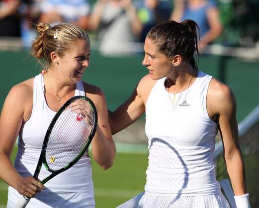 TENNIS - WTA Tennis Damen Wimbledon 2015 LONDON,ENGLAND,29.JUN.15 - TENNIS - WTA Tour, Wimbledon 2015, Grand Slam. Image shows Shelby Rogers (USA) and Andrea Petkovic (GER). GEPAxpictures xAlanxGrieves