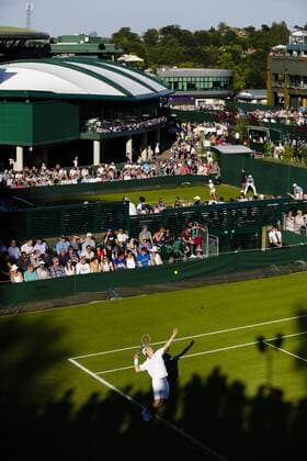 29.06.2015. Wimbledon, England. The Wimbledon Tennis Championships. Gentlemens Singles first round match between twenty first seed Richard Gasquet (FRA); Luke Saville (AUS). Luke Saville serves on court 18 xCraigxMercerx  ActionPlus11636288