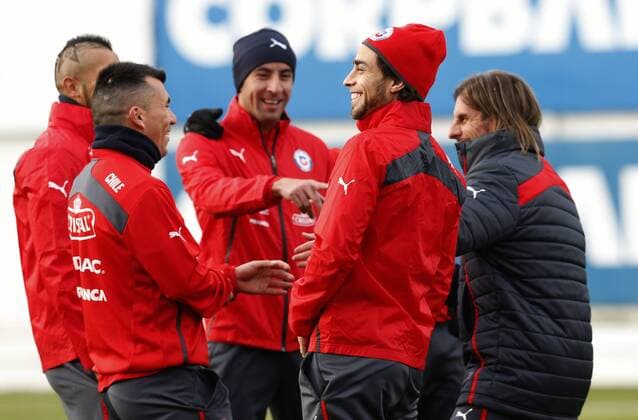Chilean national team Nationalteam training session. Chile s players are pictured during the morning training session at the Juan Pinto Duran training center in Santiago, Chile. 30 06 2015 Martin Thomas Photosport 30 06 15. 