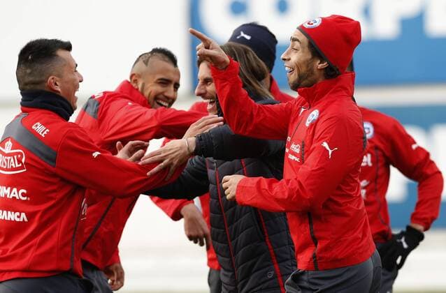 Chilean national team Nationalteam training session. Chile s players are pictured during the morning training session at the Juan Pinto Duran training center in Santiago, Chile. 30 06 2015 Martin Thomas Photosport 30 06 15. 