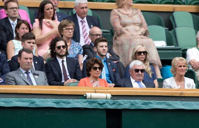 Wimbledon , Chairman Philip Brock, Lynette Federer,Robert Federer, Eltern von Roger, Gillian Brock als Zuschauer in der Royal Box, Tennis - Wimbledon 2015 - Grand Slam ITF ATP Tennis Herren WTA Tennis Damen - AELTC - London - - Great Britain - 2 July 2015. Juergen Hasenkopf
