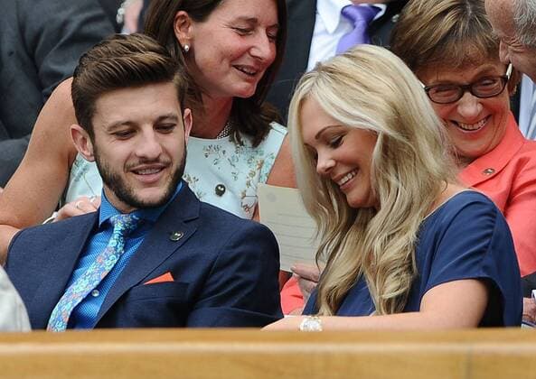 Tennis - 2015 Wimbledon Championships - Week One, Monday Women s Singles, Second Round Christina McHale (USA) vs. Sabine Lisicki (GER) Liverpool footballer Adam Lallana with Emily Jubb on Centre Court COLORSPORT ANDREW COWIE 