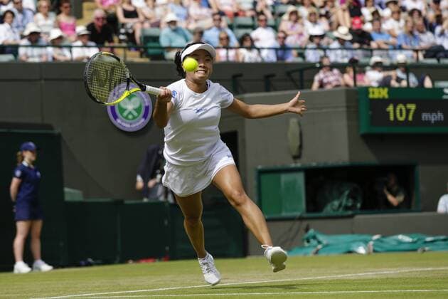 02.07.2015. Wimbledon, England. The Wimbledon Tennis Championships. Ladies& x2019; Singles second round match between second seed Petra Kvitova (CZE) &amp; Kurumi Nara (JPN). Kurumi Nara in action xCraigxMercerx  ActionPlus11636965
