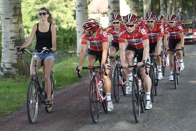 GALLOPIN Tony of Lotto Soudal - BAK Lars Ytting of Lotto Soudal - DE GENDT Thomas of Lotto Soudal - DEBUSSCHERE Jens of Lotto Soudal - GREIPEL Andre of Lotto Soudal - HANSEN Adam of Lotto Soudal - HENDERSON Gregory of Lotto Soudal - SIEBERG Marcel of Lotto Soudal - WELLENS Tim of Lotto Soudal - RADSPORT : Tour de France - Team Lotto Soudal - Utrecht - 02 07 2015 PhotoNews Panoramic 