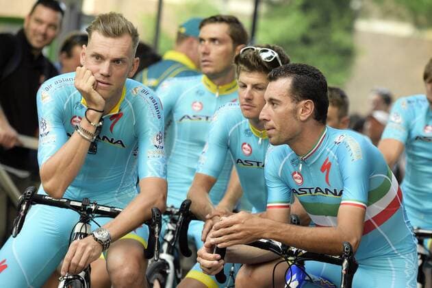 - UTRECHT, NETHERLANDS: Dutch Lars Boom of Astana Pro Team and Italian Vincenzo Nibali of Astana Pro Team pictured during the team presentation before the start of the 102nd edition of the Tour de France cycling race, Thursday 02 July 2015 in Utrecht, The Netherlands. This year s Tour de France will start on Saturday. YORICKxJANSENS  x04656203x