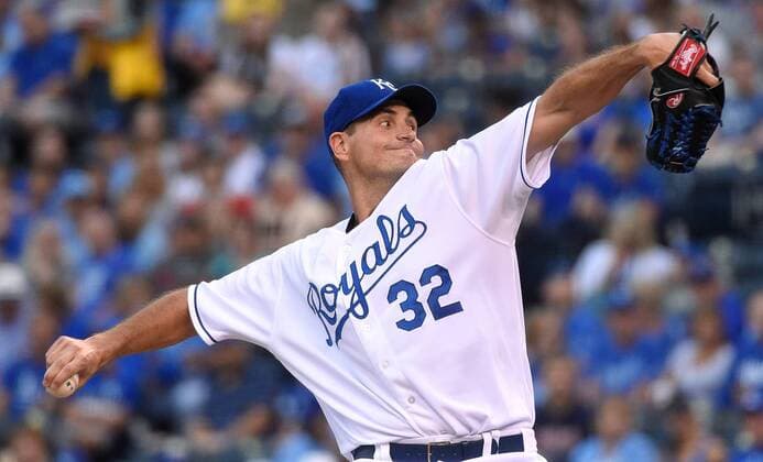 July 2, 2015 - Kansas City, MO, USA - Kansas City Royals starting pitcher Chris Young throws against the Minnesota Twins on Thursday, July 2, 2015, at Kauffman Stadium in Kansas City, Mo. Minnesota at Kansas City - ZUMAm67_