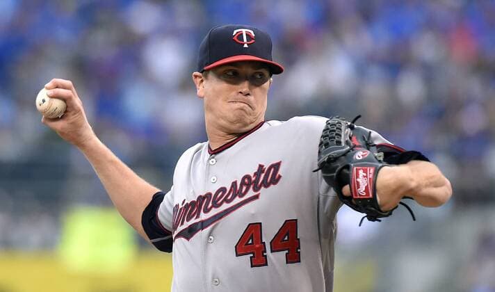 July 2, 2015 - Kansas City, MO, USA - Minnesota Twins pitcher Kyle Gibson throws against the Kansas City Royals on Thursday, July 2, 2015, at Kauffman Stadium in Kansas City, Mo. Minnesota at Kansas City - ZUMAm67_