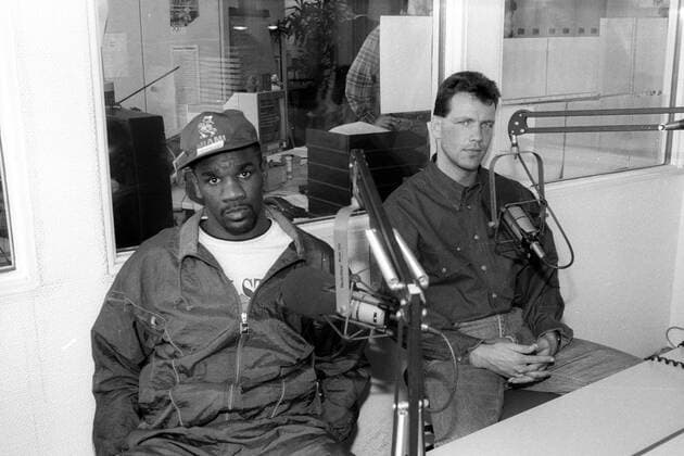 Charles Williams (USA) und Henry Maske (Deutschland) im Radio Interview
