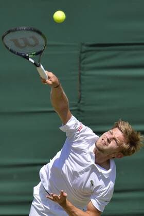 - LONDON, UNITED KINGDOM: Belgian David Goffin pictured in action during the third round of men single competition between Belgian David Goffin ATP Tennis Herren 15) and Cyprus Marcos Baghdatis (ATP 54) at the 2015 Wimbledon grand slam tennis tournament at the All England Tennis Club, in southwest London, Britain, Friday 03 July 2015. BENOITxDOPPAGNE  x04656579x