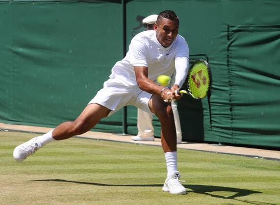 Tennis - 2015 Wimbledon Championships - Week One, Friday Men s Singles, Second Round Nick Kyrgios (AUS) vs. Milos Raonic (CAN) Nick Kyrgios on Court 2 COLORSPORT ANDREW COWIE 