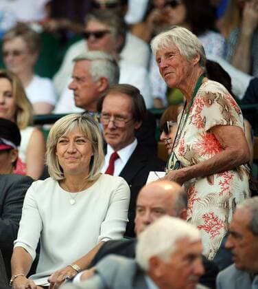 Tennis - 2015 Wimbledon Championships - Week One, Friday Men s Singles, Second Round Grigor Dimitrov (BUL) vs. Richard Gasquet (FRA) Debbie Jevons in the Royal Box talks to Ann Jones on Centre Court COLORSPORT ANDREW COWIE 