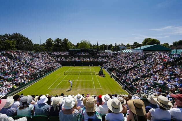 03.07.2015. Wimbledon, England. The Wimbledon Tennis Championships. Gentlemens Singles third round match between twenty sixth seed Nick Kyrgios (AUS) and seventh seed Milos Raonic (CAN). A general view of the action on court 2 xCraigxMercerx  ActionPlus11637210